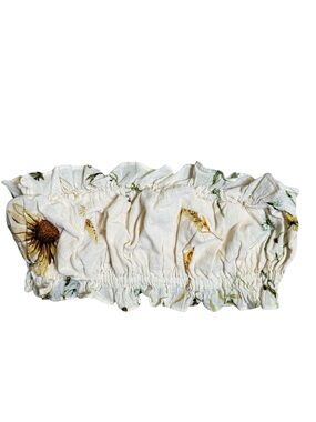 H&M XS/S Cream Smocked Floral Tube Top with Sunflower Print